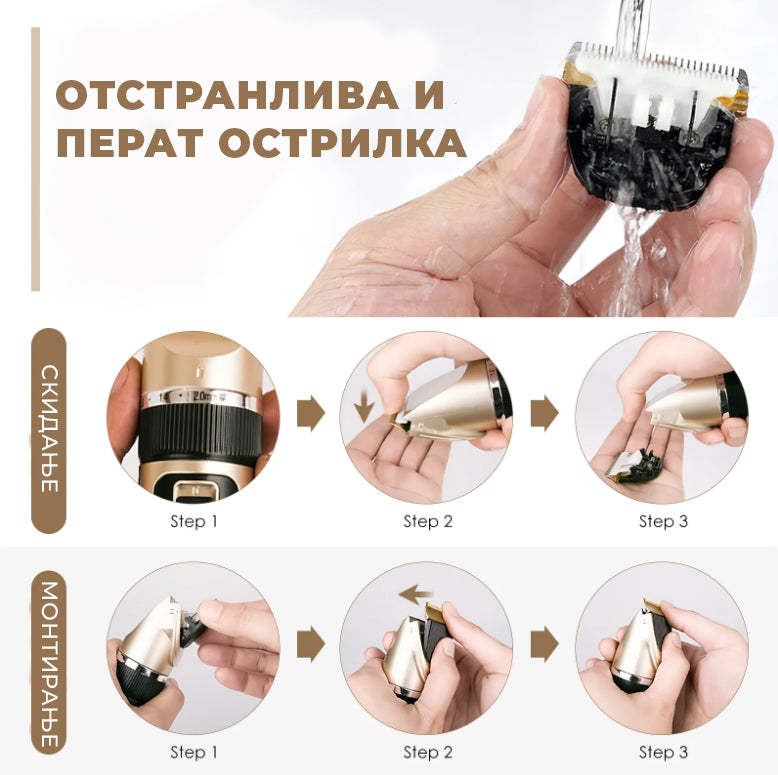 Професионална машинка за шишање миленици со сите додатоци – совршена коса од глава до опашка